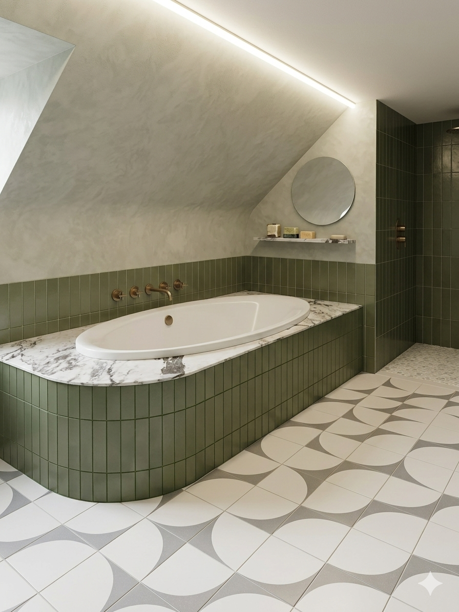 Luxury walk-in shower with marble tile
